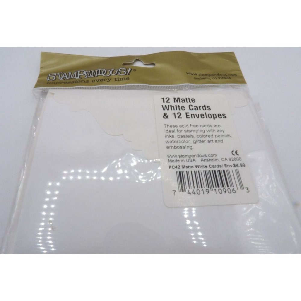 Cards & Envelopes  12 Matte White Cards Recycled Scalloped Matching Envelopes